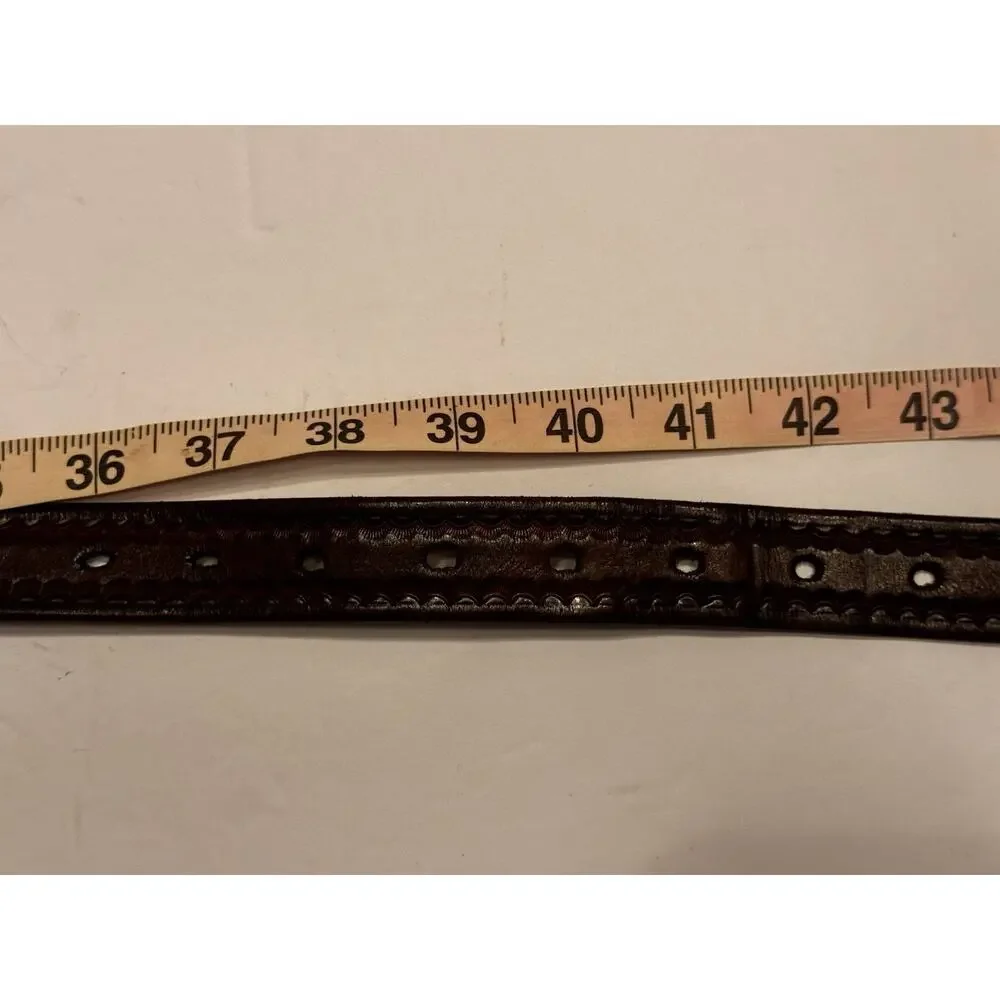 Chambers Belt Company Leather Tooled Brown Silver Road Runner Buckle Southwest